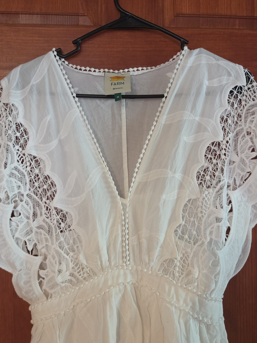 FARM Rio White Lace V-Neck Tunic Dress